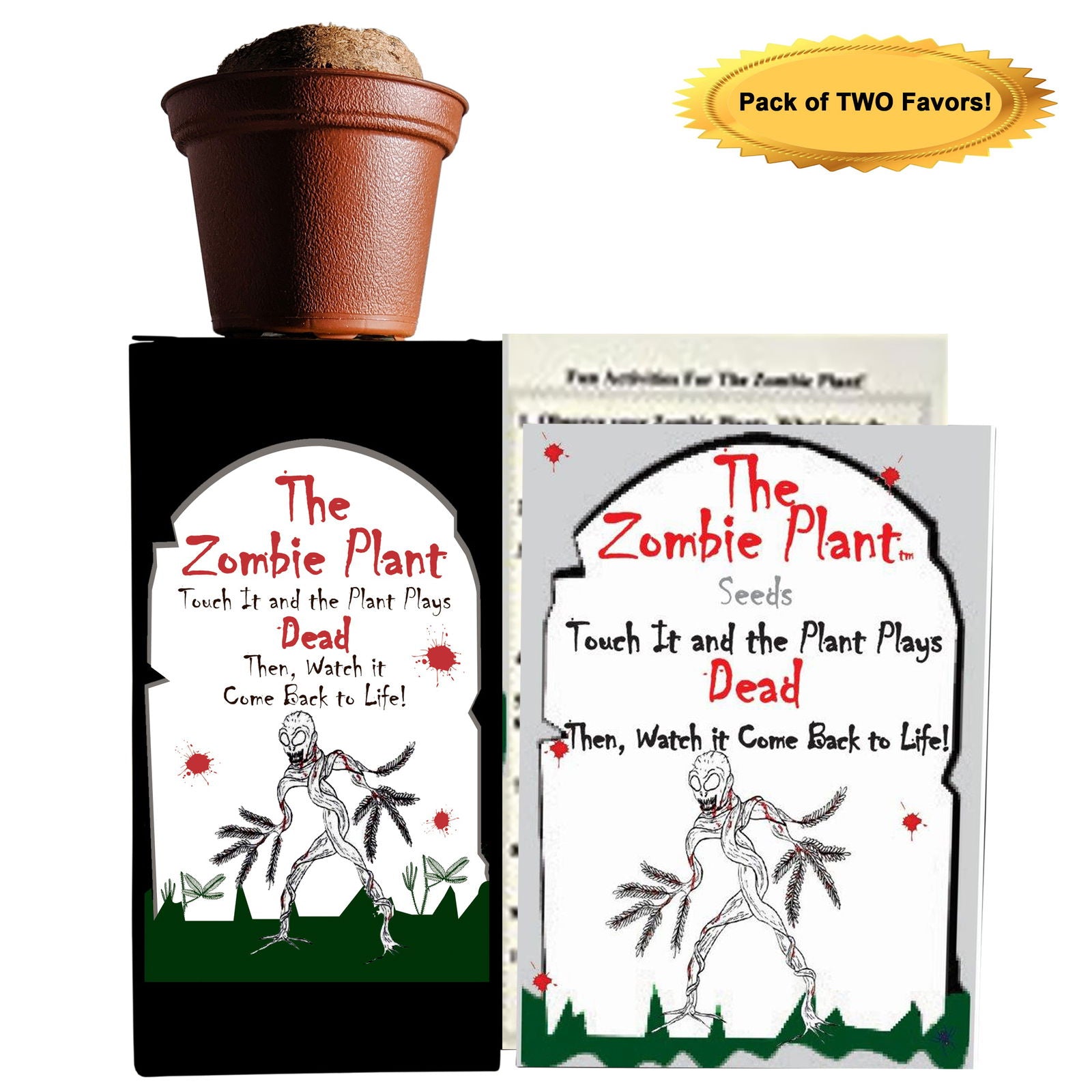 ZOMBIE PLANT Birthday Party Favors (2) TickleMe Plant Company, Inc