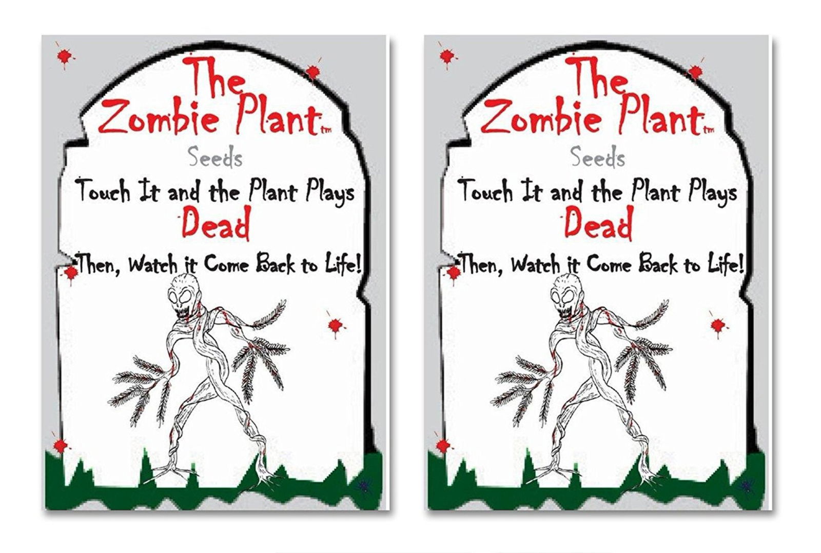 ZOMBIE PLANT Seed Packets (2) - (It "PLAYS DEAD" when you Touch It!) Great Zombie Party Giveaway! TickleMe Plant Company, Inc