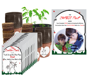 Zombie Plant Classroom or Homeschool Science Fun Planting Party kit - for 30 Students - Grow The House Plant That “Plays Dead When You Touch it! Includes The Zombie Plant Book.